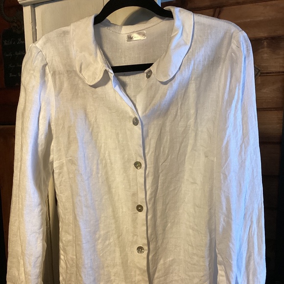 LINEN BLOUSE Son De Flor Classic similar Made in Lithuania - M - Picture 1 of 3